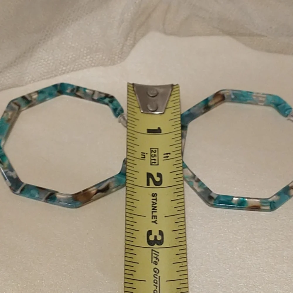 Aqua Acrylic Hoop Earrings! - Picture 2 of 6